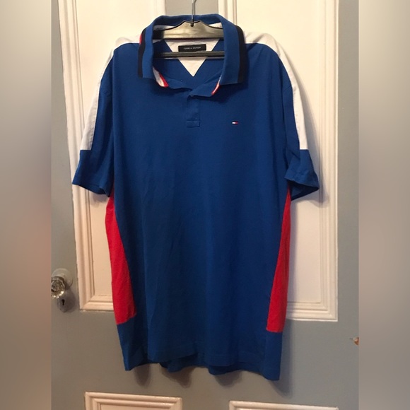 TOMMY HILFIGER | Men's Polo Shirt Blue Red White Size XLarge - Picture 1 of 6